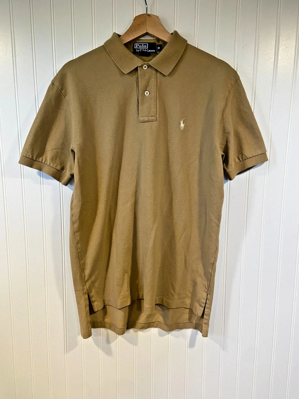 Polo Ralph Lauren Polo Shirt Men's Medium Beige Classic Fit, Vintage